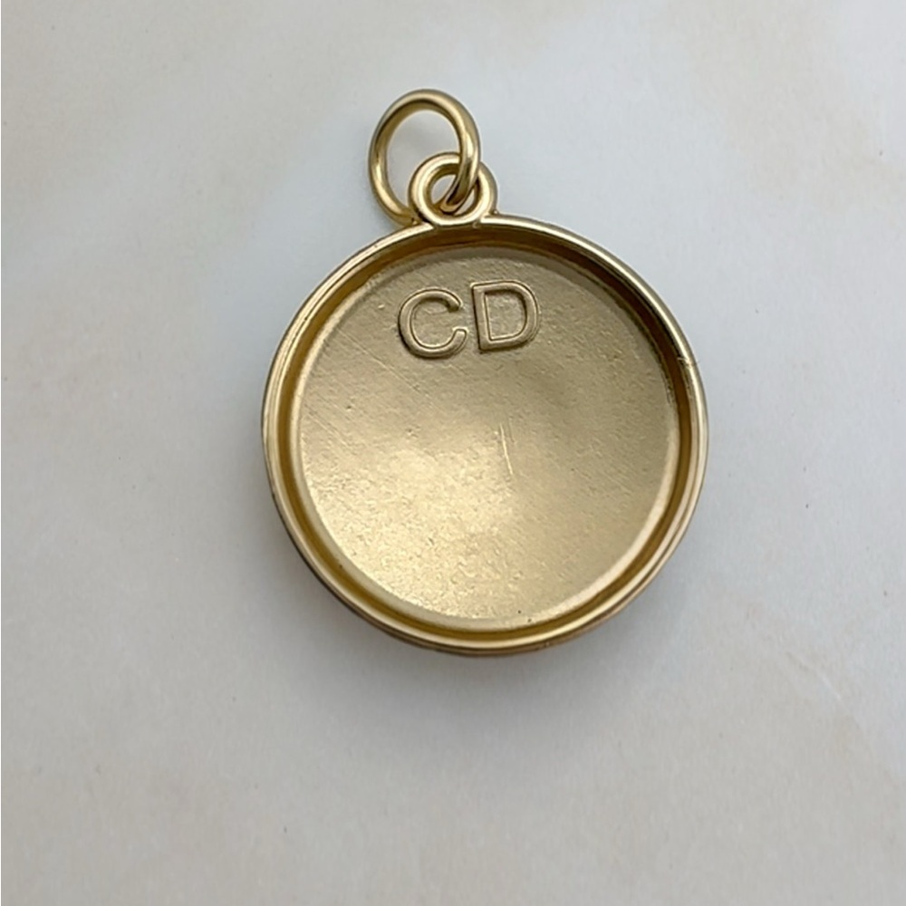 AUTHENTIC CHRISTIAN DIOR GOLD TONE ROUND ZIPPER PULL PENDANT - Picture 5 of 5